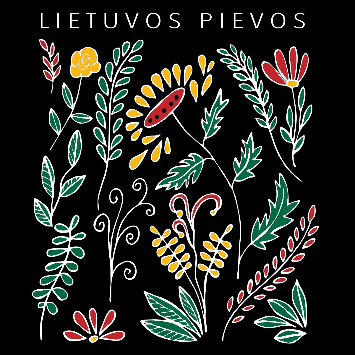 Juodas UNISEX džemperis be gobtuvo "Lietuvos pievos"