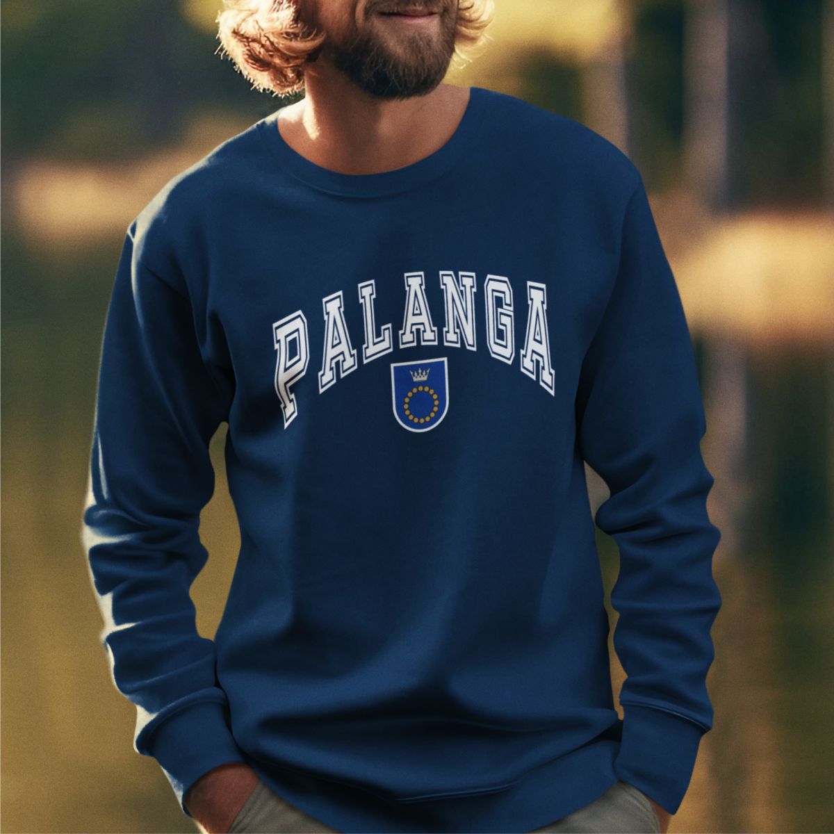 Mėlynas džemperis be gobtuvo "Palanga su herbu"