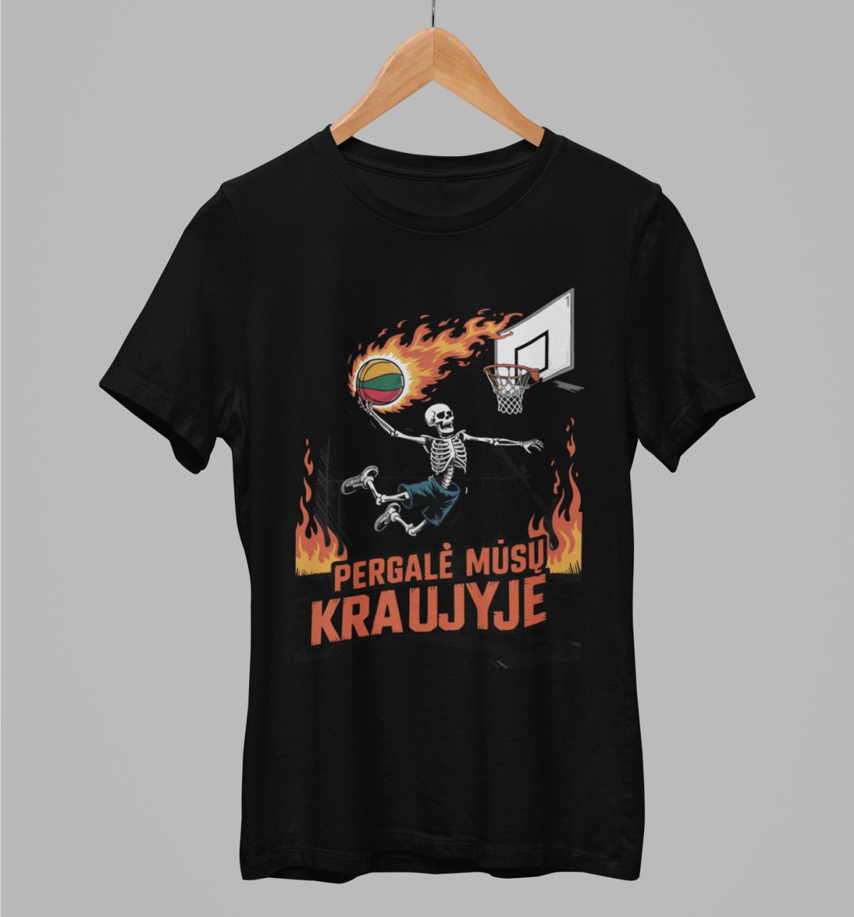 Juodi UNISEX marškinėliai "Pergalė kraujyje" Pagaminta prekė (XS dydis)