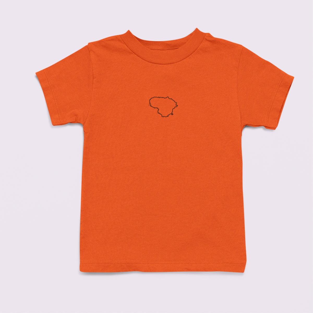 Oranžiniai vaikiški marškinėliai "Juodi Lietuvos kontūrai" PASKUTINIAI VIENETAI (Imperial kids)