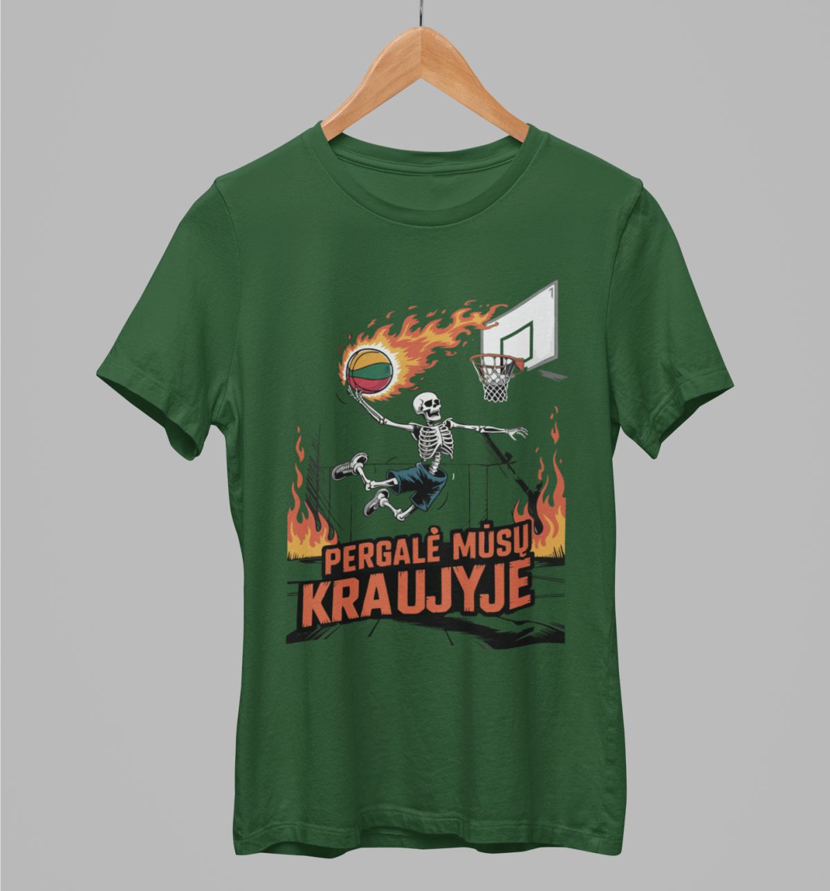 Tamsiai žali UNISEX marškinėliai "Pergalė kraujyje" Pagaminta prekė (3XL dydis)