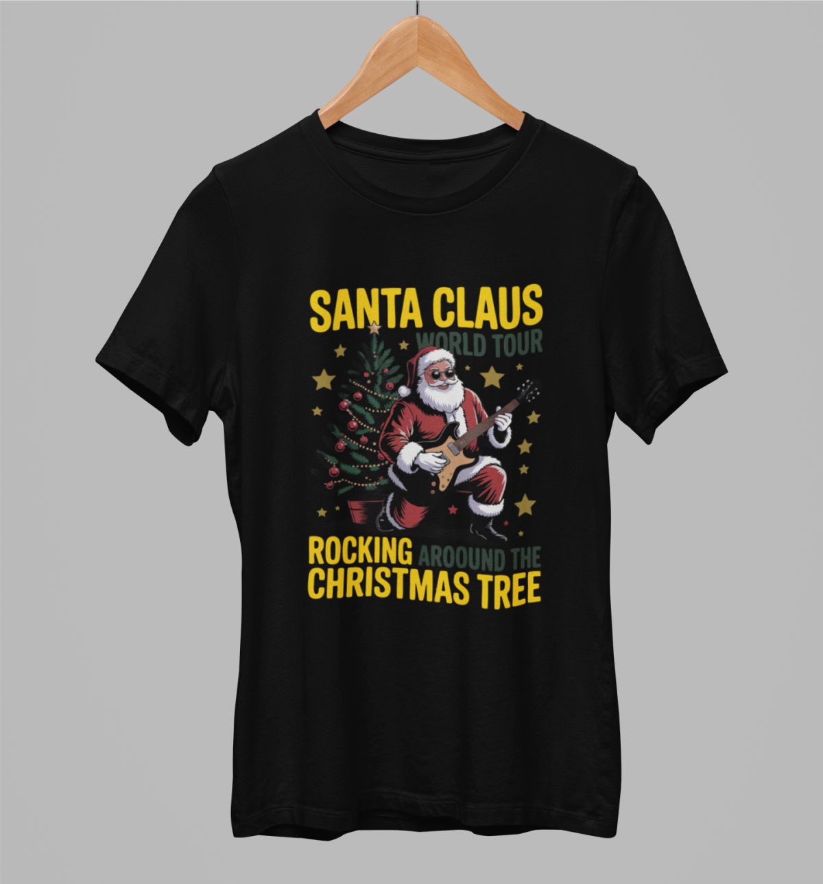 Juodi kalėdiniai UNISEX marškinėliai "Santa Claus world tour"