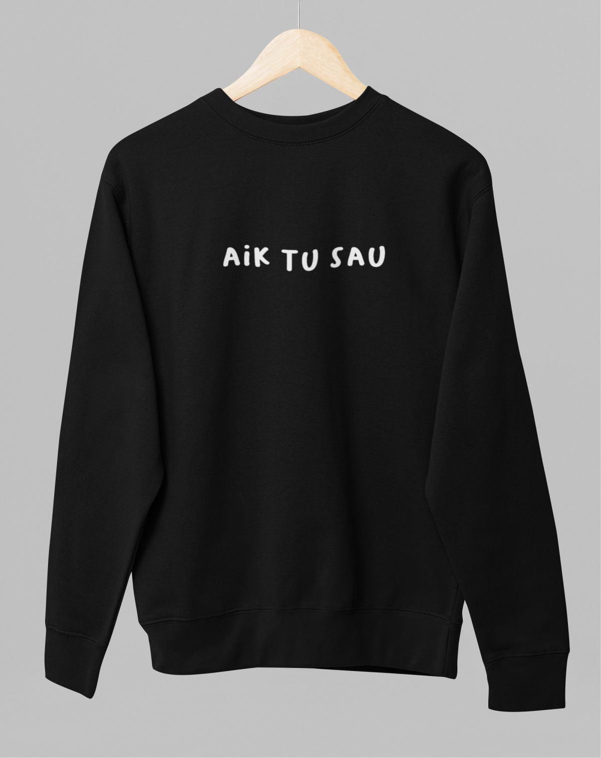 Juodas UNISEX džemperis be gobtuvo "Aik tu sau"