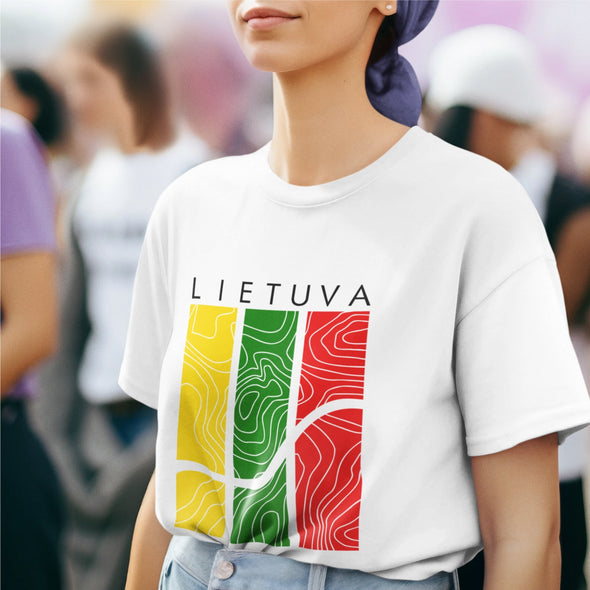 Balti UNISEX marškinėliai "Lietuvos raštuose"