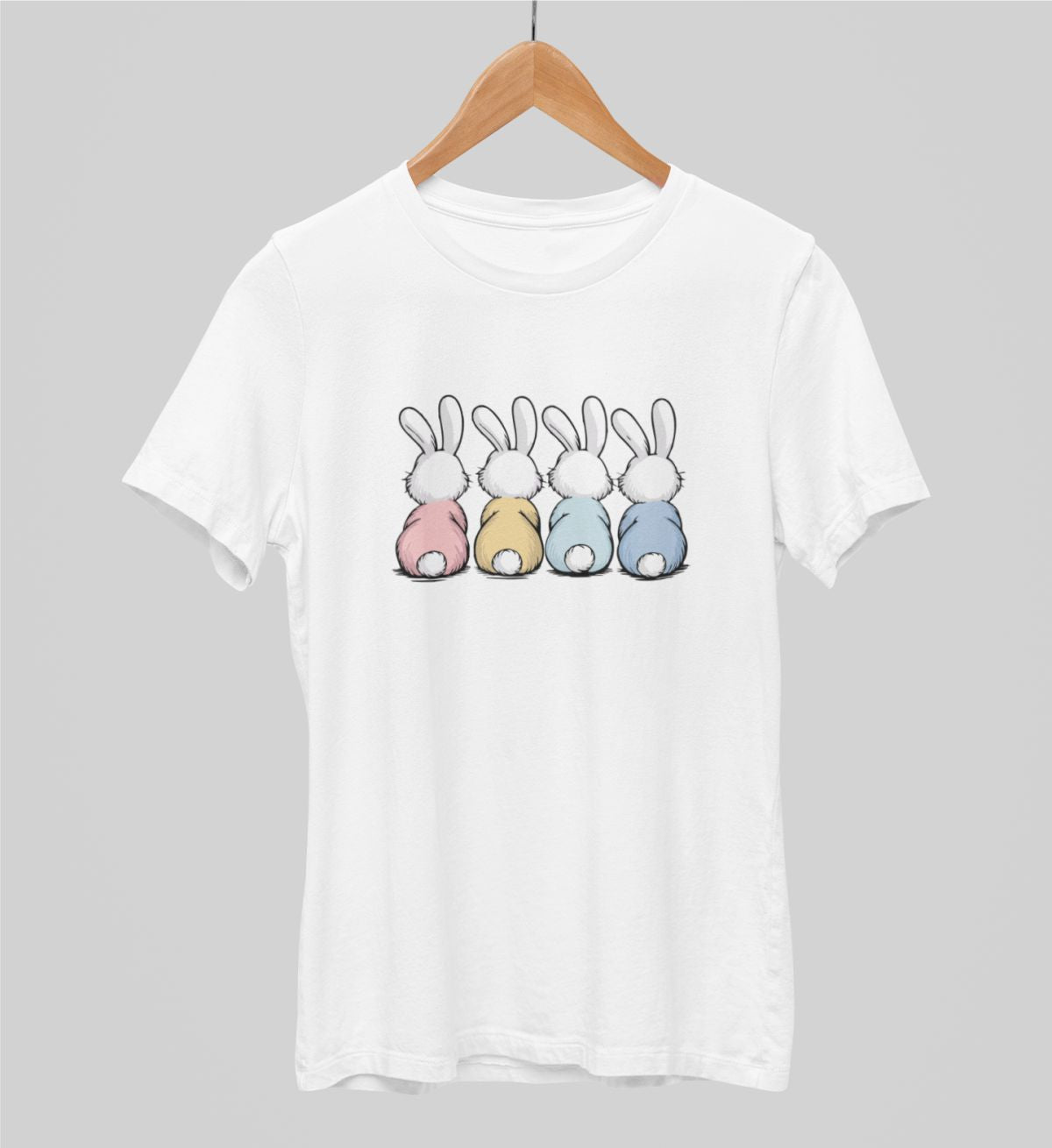 Balti unisex marškinėliai "Pūkuotos uodegytės"