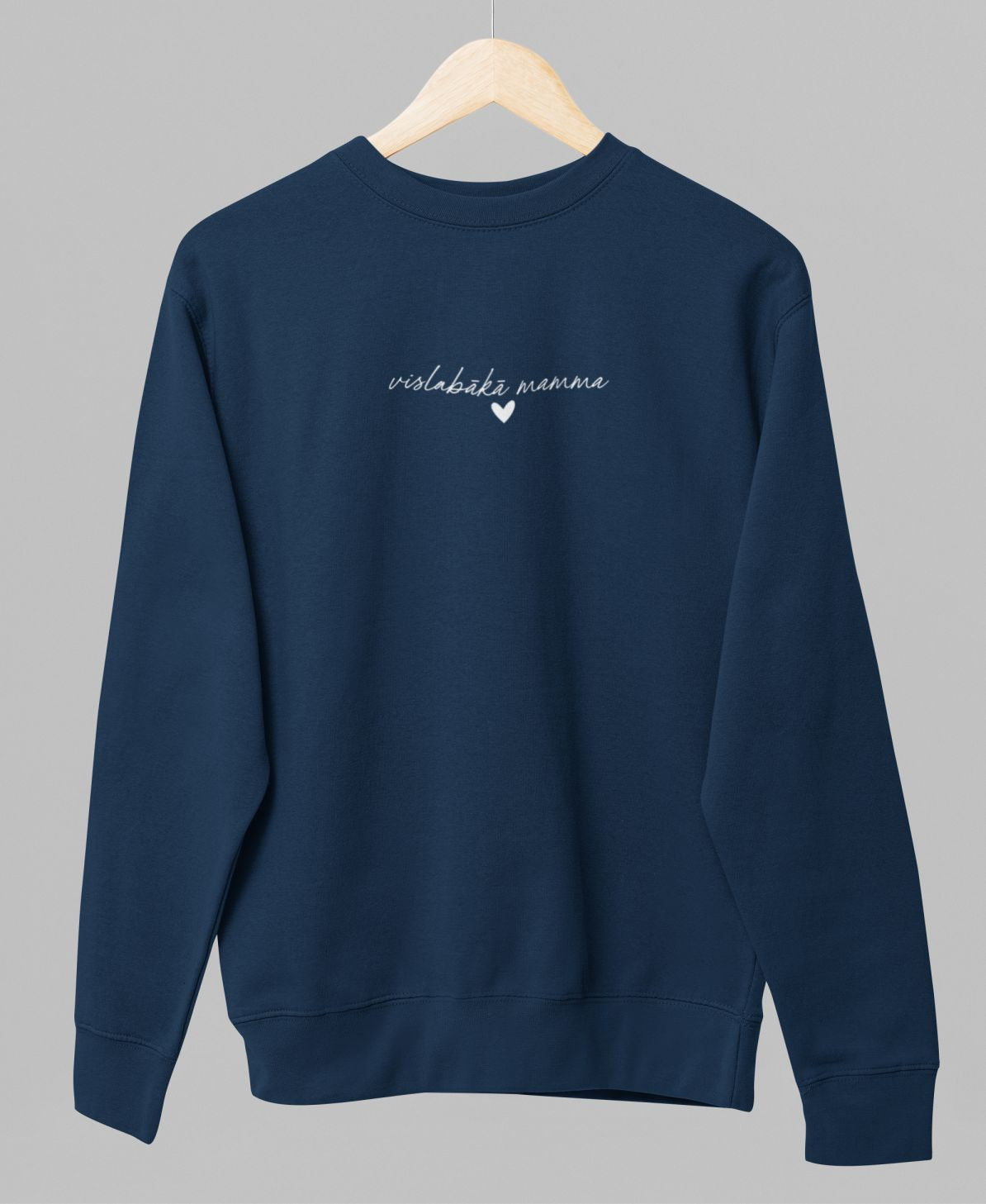 Zils UNISEX džemperis bez kapuces "Vislabākā mamma"