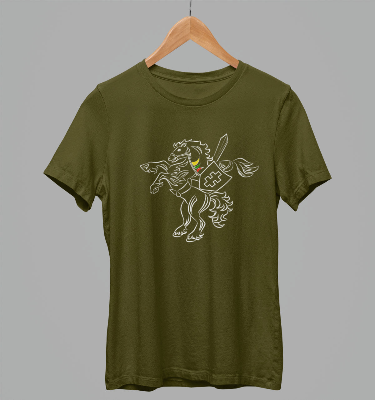 Khaki UNISEX marškinėliai "Kovojantis Vytis"