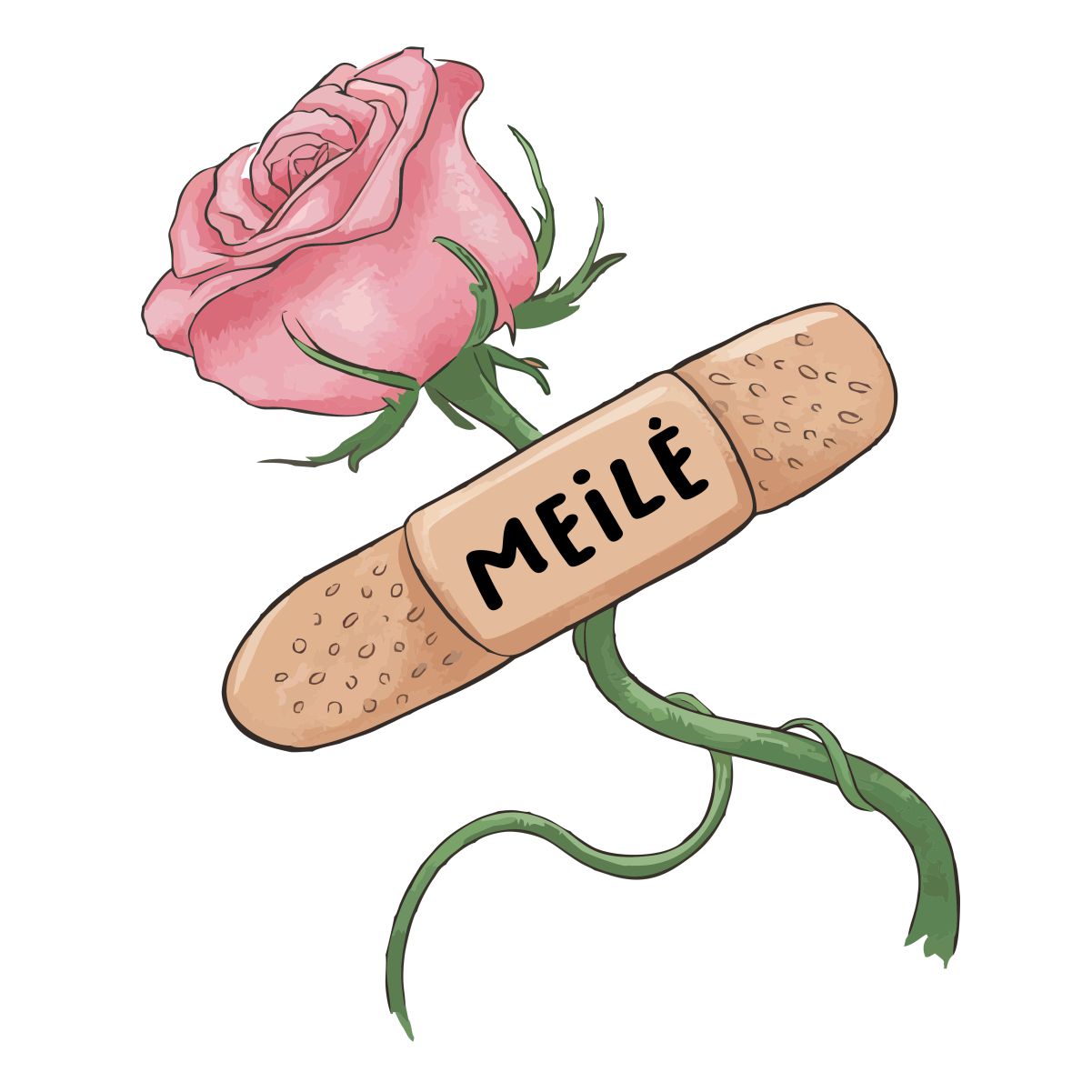 Balti UNISEX marškinėliai "Rožė su meile"