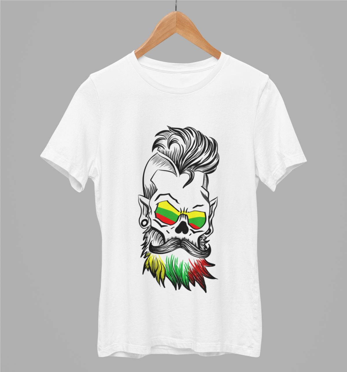 Balti UNISEX marškinėliai "Barzda“