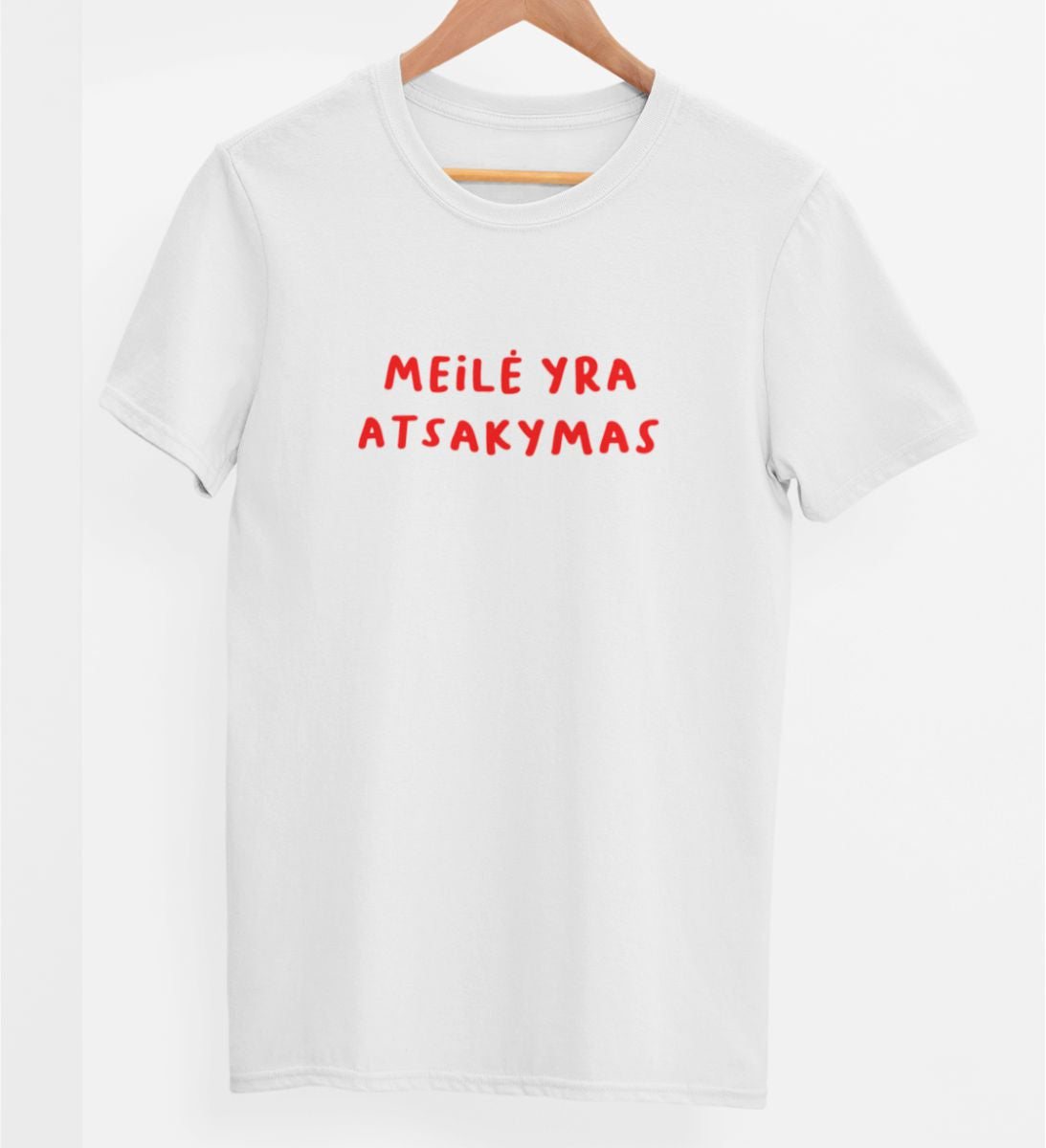 Balti UNISEX marškinėliai "Meilė yra atsakymas"