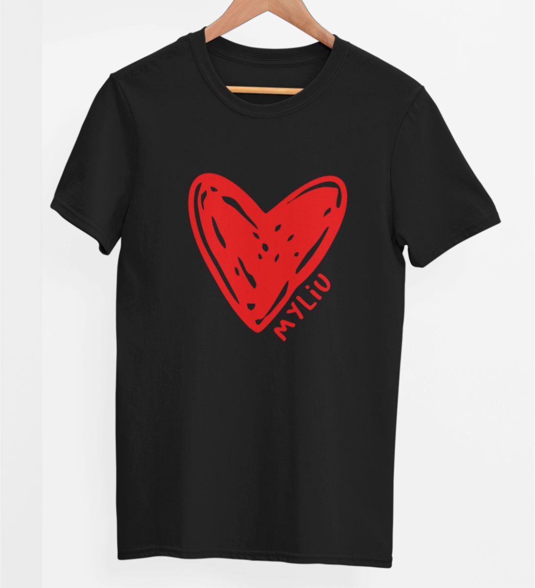 Juodi UNISEX marškinėliai "Myliu širdelė"