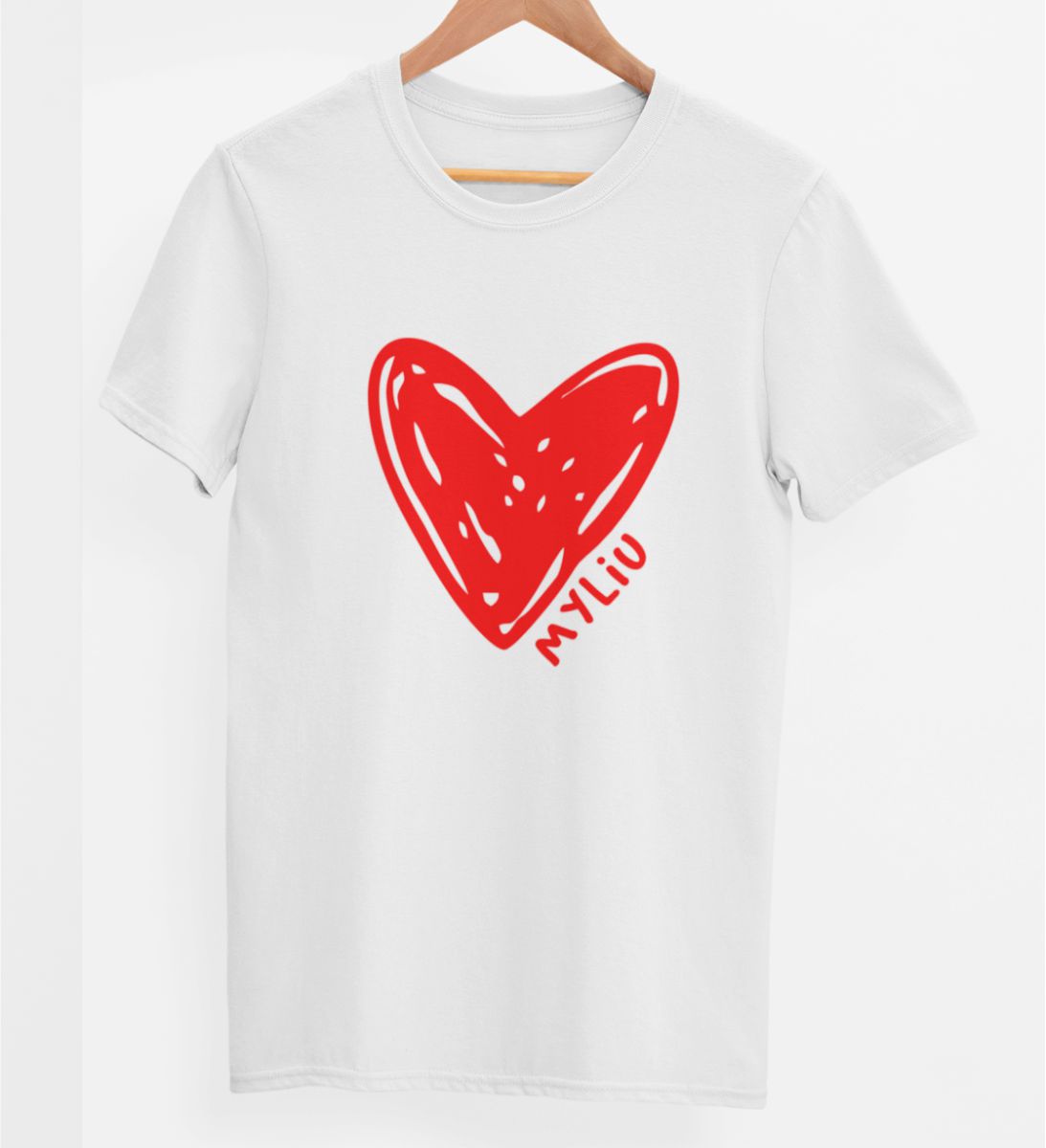 Balti UNISEX marškinėliai "Myliu širdelė"