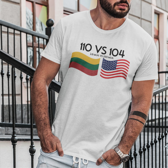 Balti UNISEX marškinėliai "LT vs JAV"