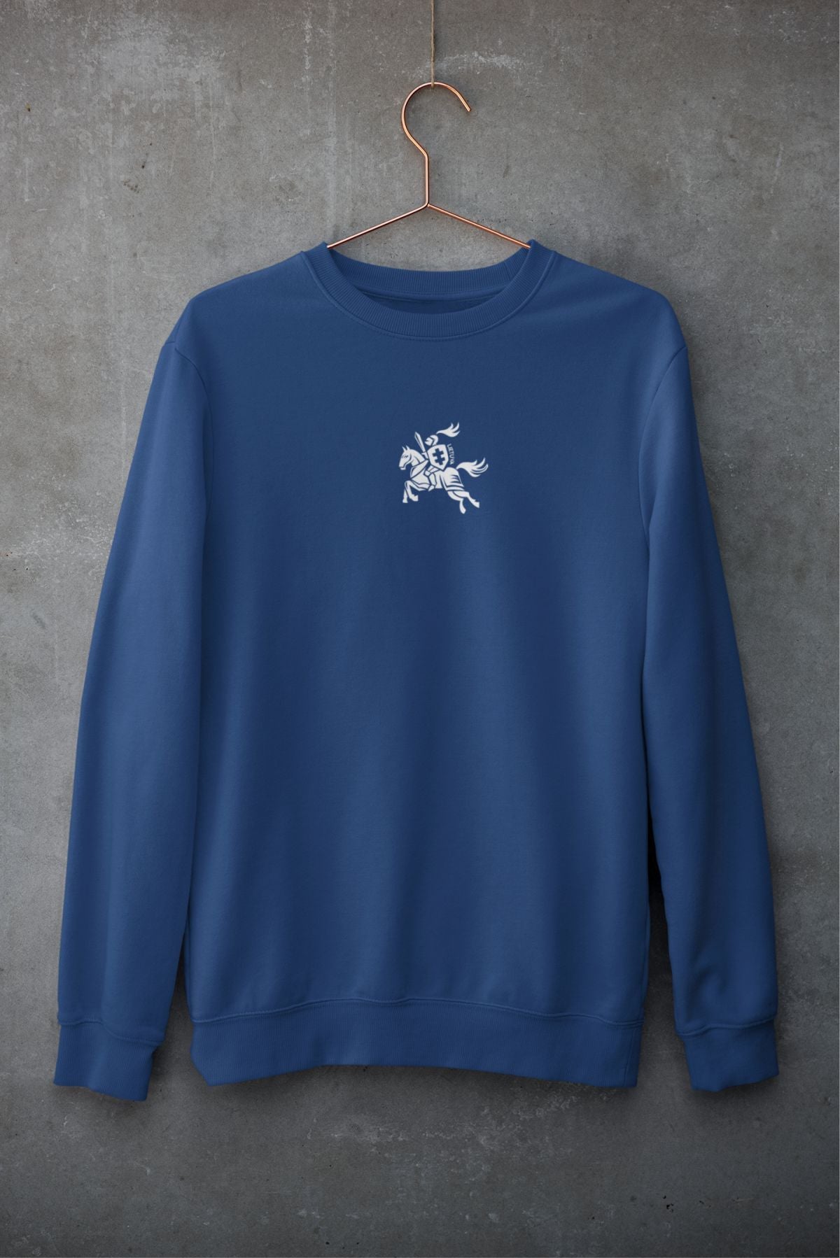 Mėlynas UNISEX džemperis "Mažas vienspalvis Vytis" PASKUTINIAI VIENETAI (King crewneck)
