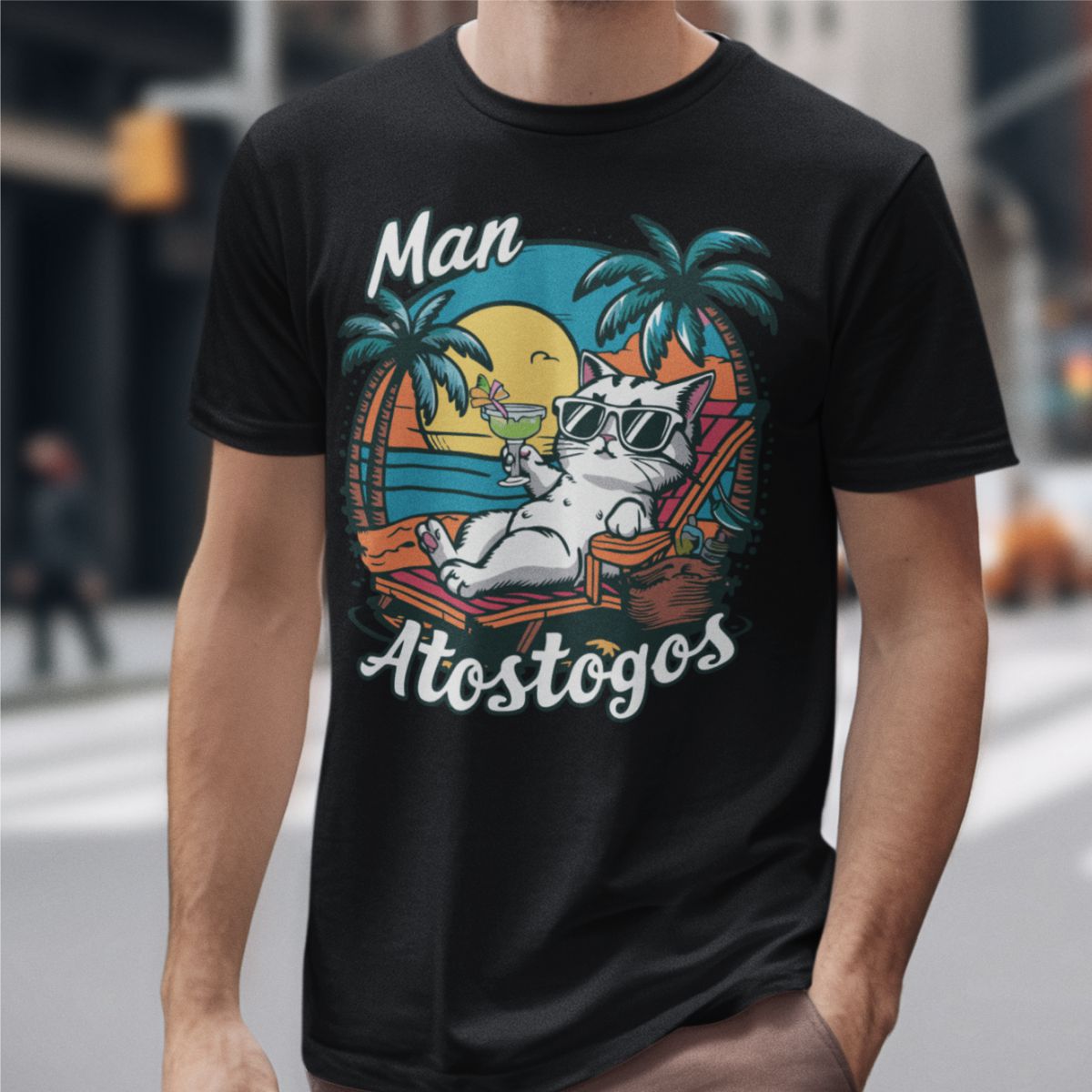 Juodi UNISEX marškinėliai "Man atostogos"