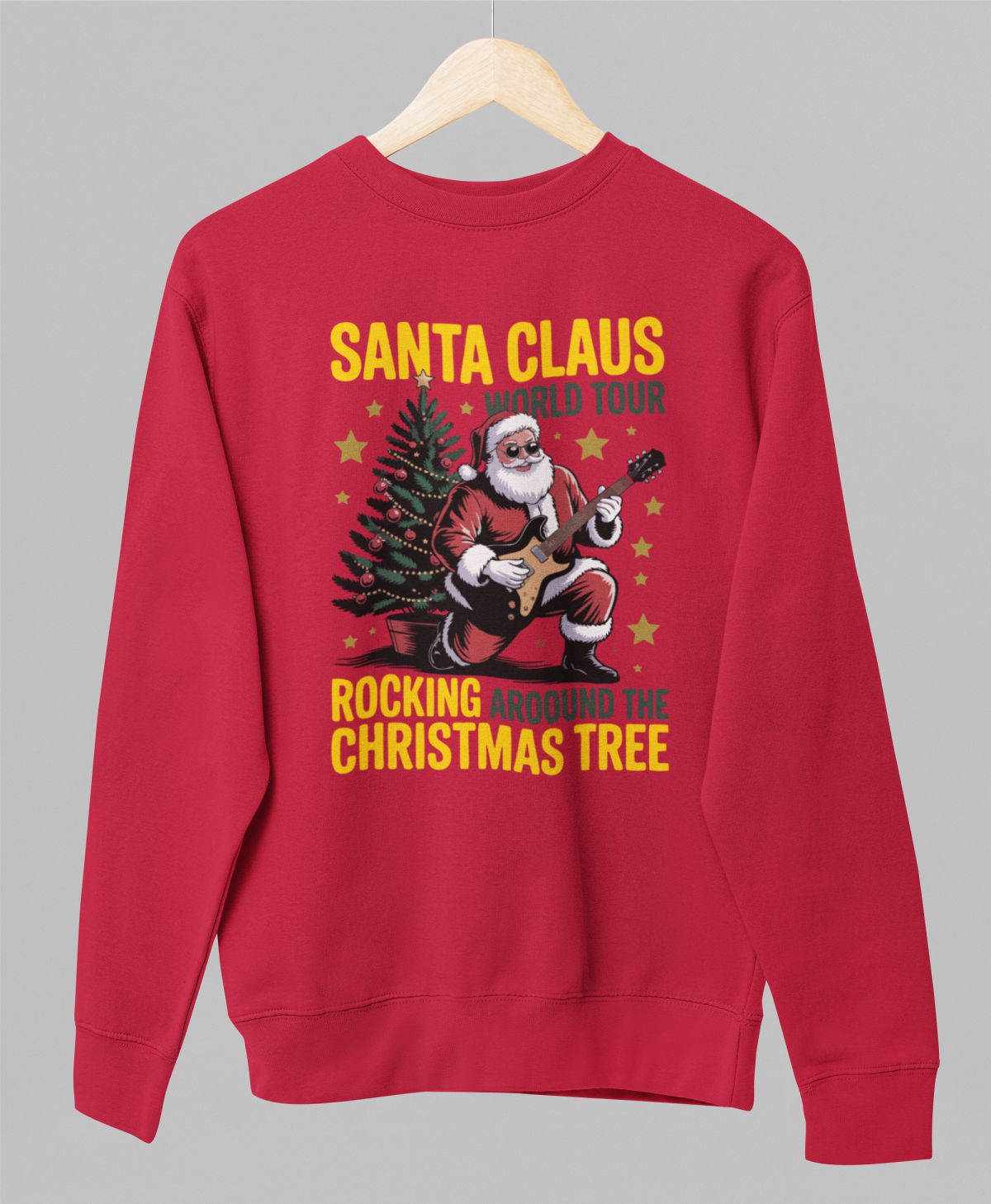 Raudonas kalėdinis UNISEX džemperis "Santa Claus world tour"