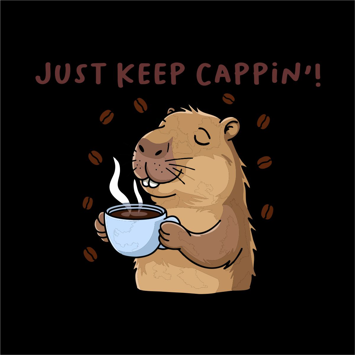 Juodi UNISEX marškinėliai "Just keep cappin'"