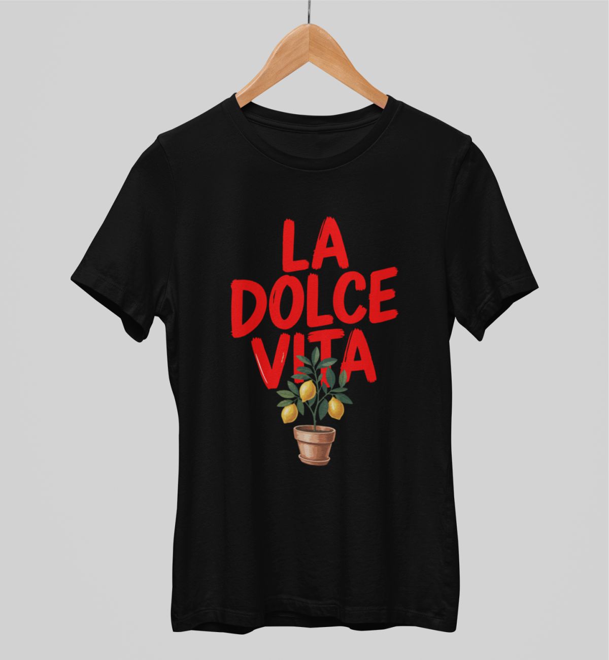 Juodi unisex marškinėliai "La dolce vita"