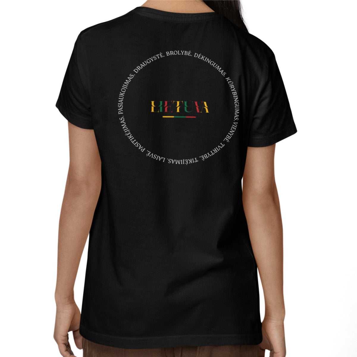 Juodi UNISEX marškinėliai su spauda ant nugaros  "Brolybė“