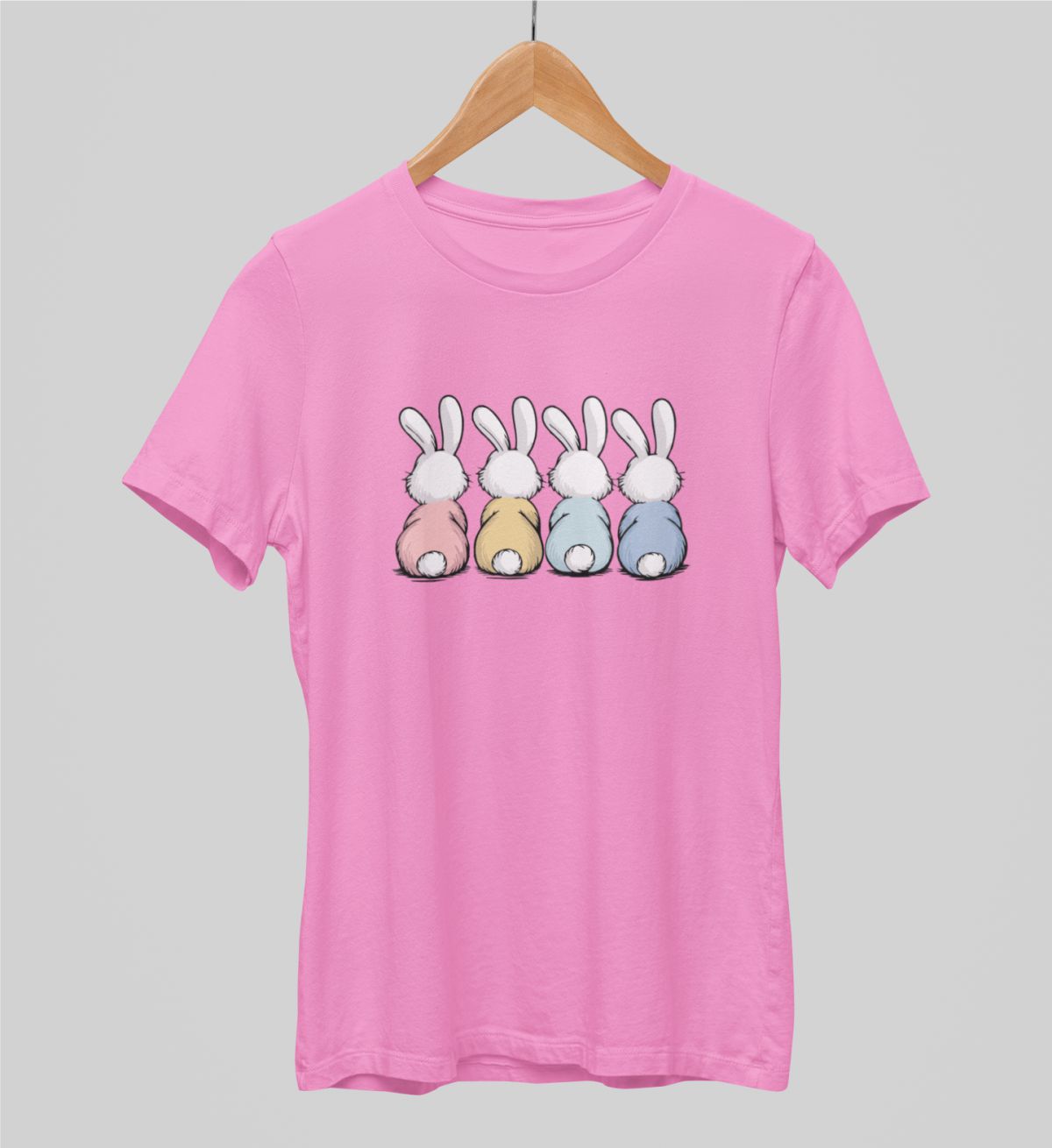 Rožiniai unisex marškinėliai "Pūkuotos uodegytės"