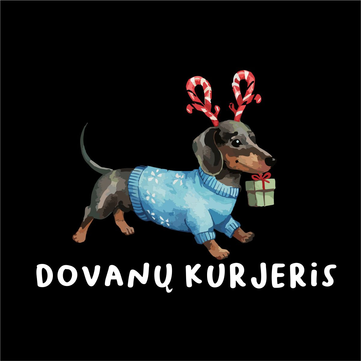 Juodas UNISEX džemperis be gobtuvo "Dovanų kurjeris"