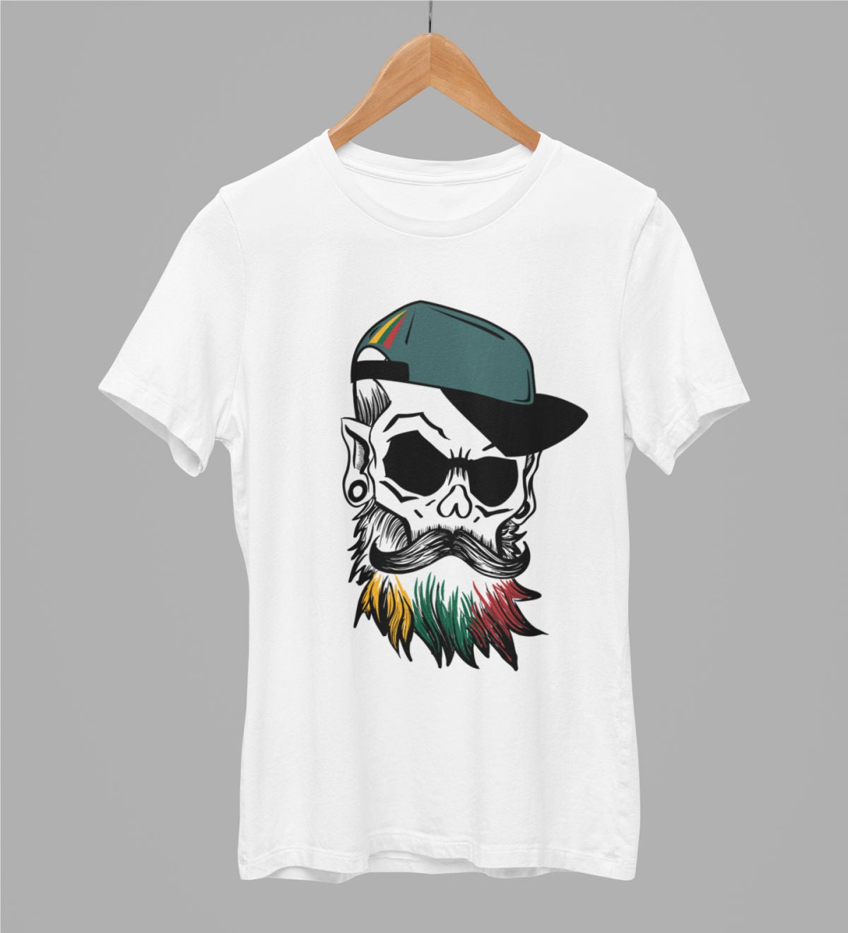 Balti UNISEX marškinėliai "Barzda su kepure“