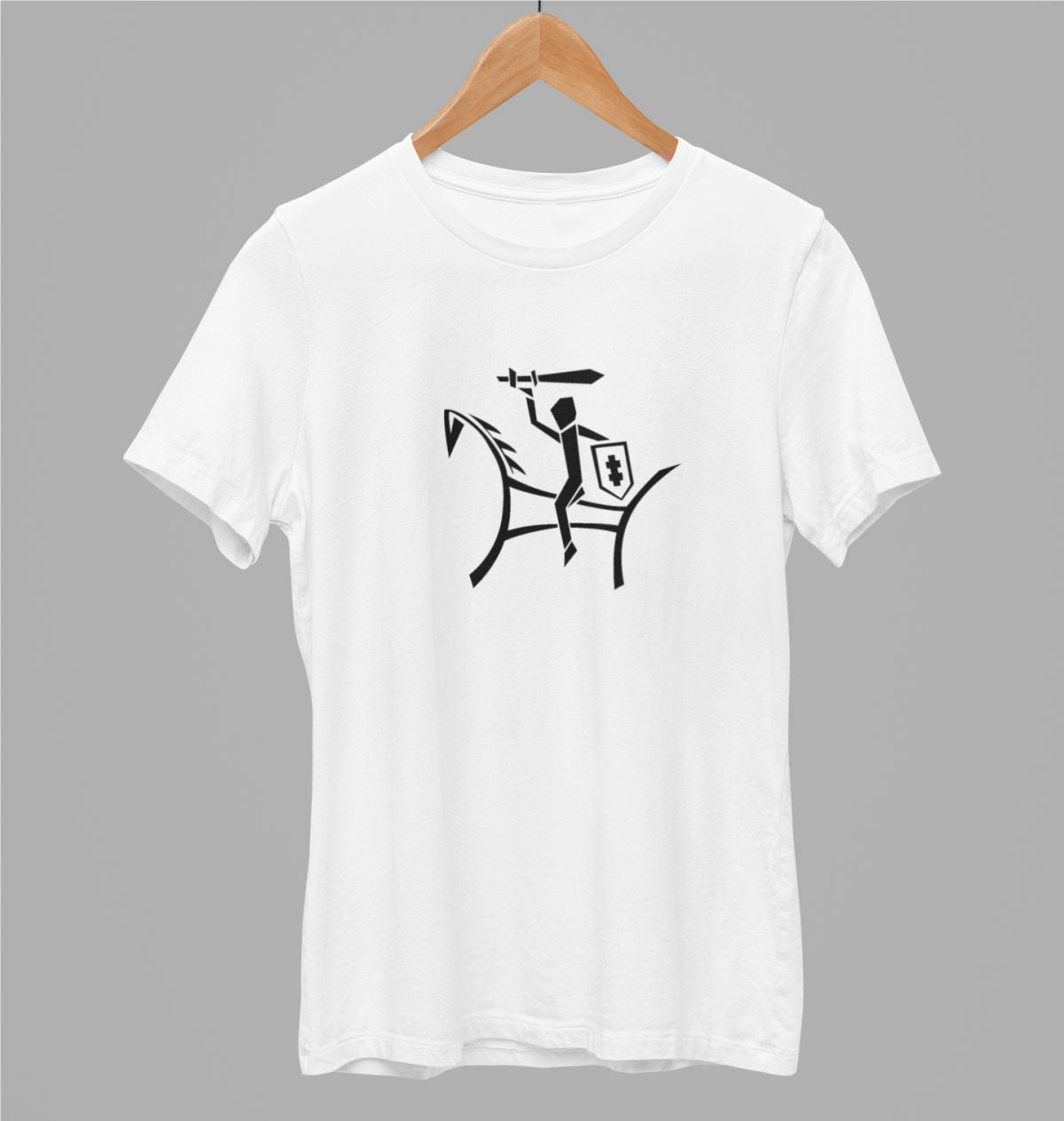 Balti UNISEX marškinėliai "Abstraktus vytis"