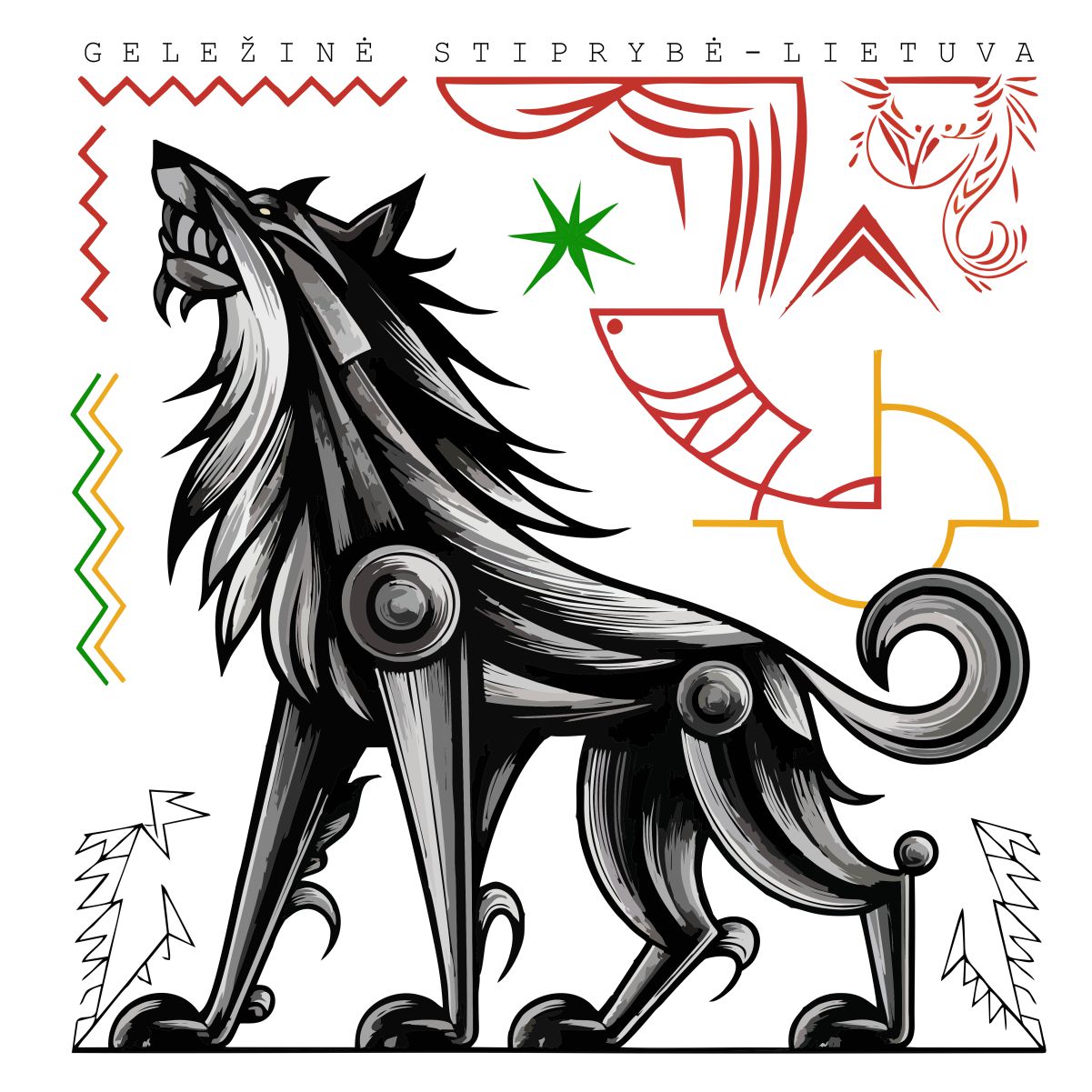 Balti unisex marškinėliai "Geležinė stiprybė - Lietuva"