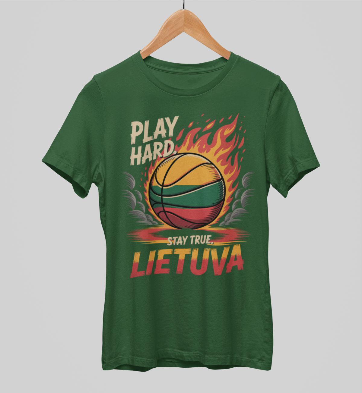 Tamsiai žali UNISEX marškinėliai "Play hard"