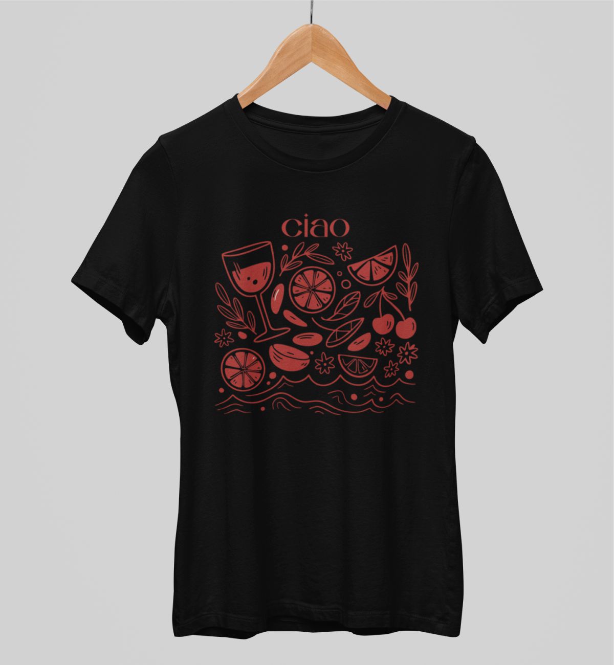 Juodi unisex marškinėliai "Ciao"