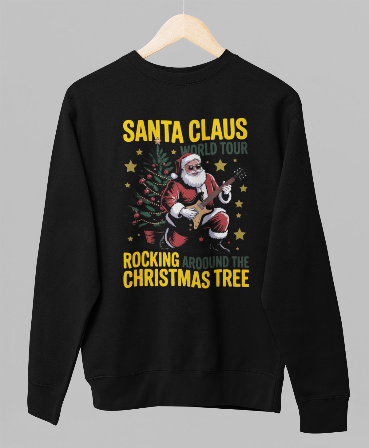 Juodas kalėdinis UNISEX džemperis "Santa Claus world tour"