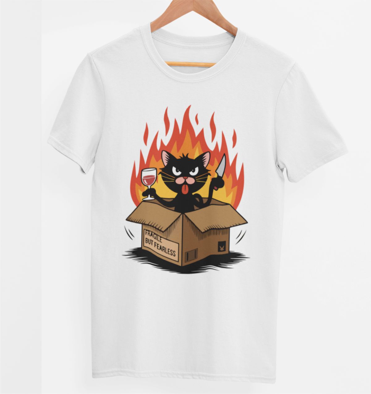 Balti  UNISEX marškinėliai "Fragile"