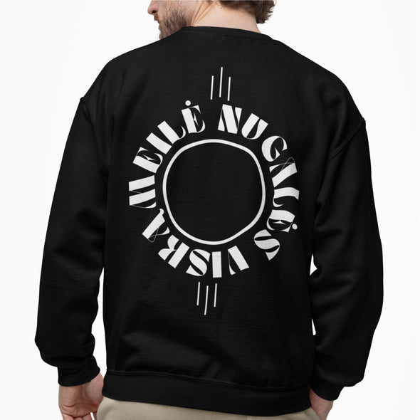 Juodas UNISEX džemperis su spauda ant nugaros "Meilė nugalės viską"