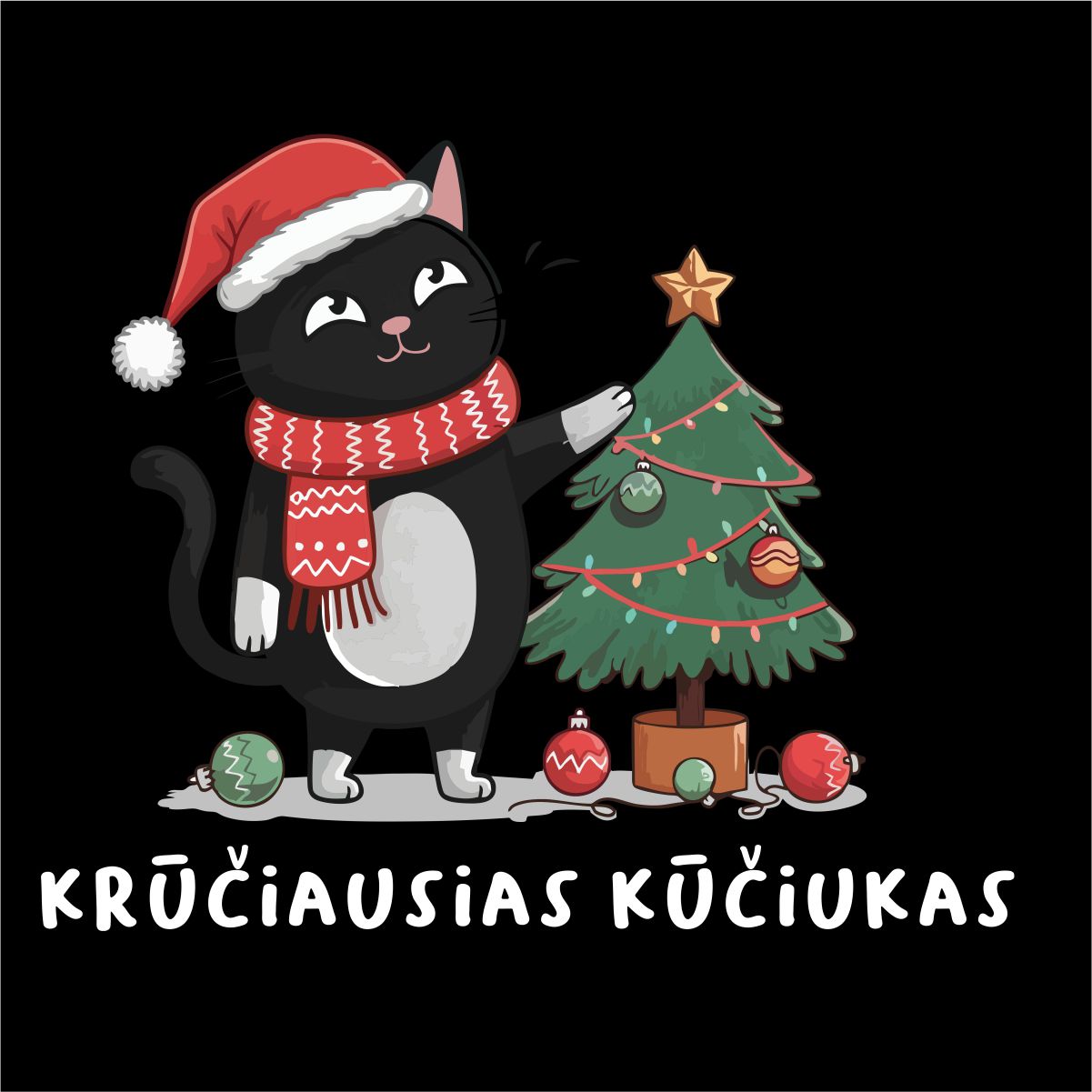 Juodas UNISEX džemperis be gobtuvo "Krūčiausias kūčiukas"