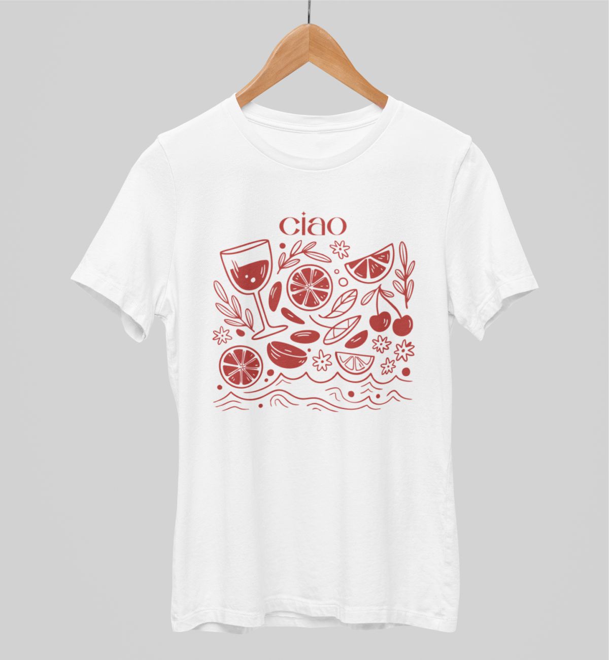 Balti unisex marškinėliai "Ciao"
