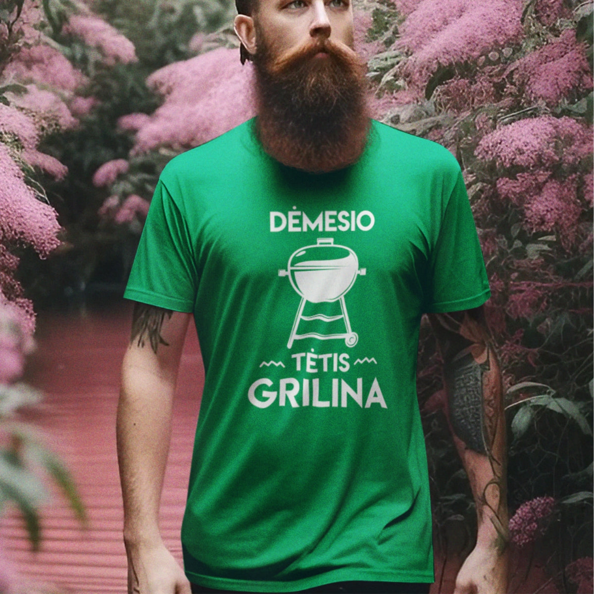 Žali UNISEX marškinėliai "Tėtis grilina“