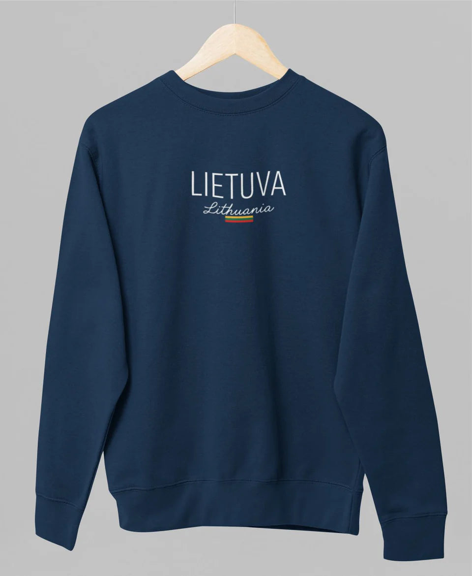 Mėlynas UNISEX džemperis be gobtuvo "Mes - tai Lietuva" (M dydis). Pagaminta prekė. Greitas išsiuntimas!