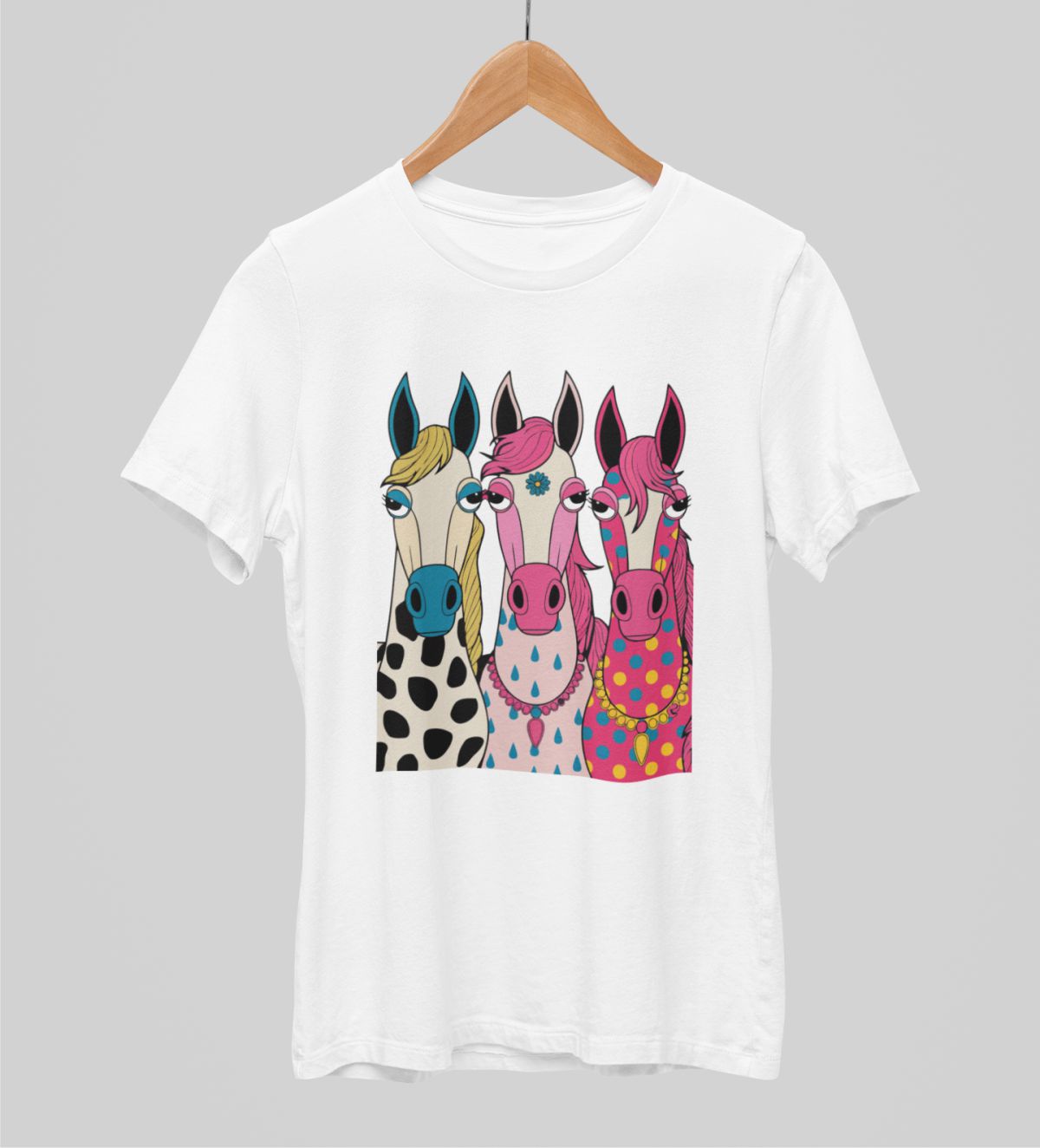 Balti unisex marškinėliai "Arkliukai"