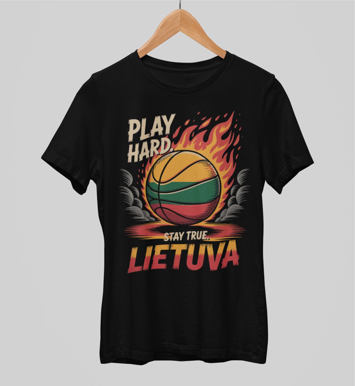 Juodi UNISEX marškinėliai "Play hard"