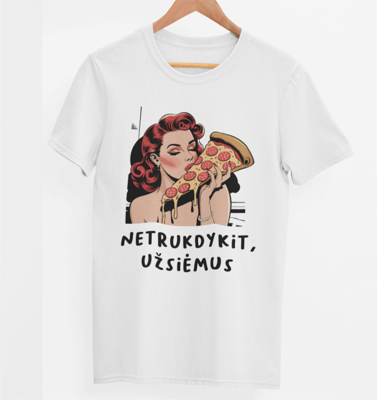 Balti  UNISEX marškinėliai "Netrukdykit, užsiėmus"