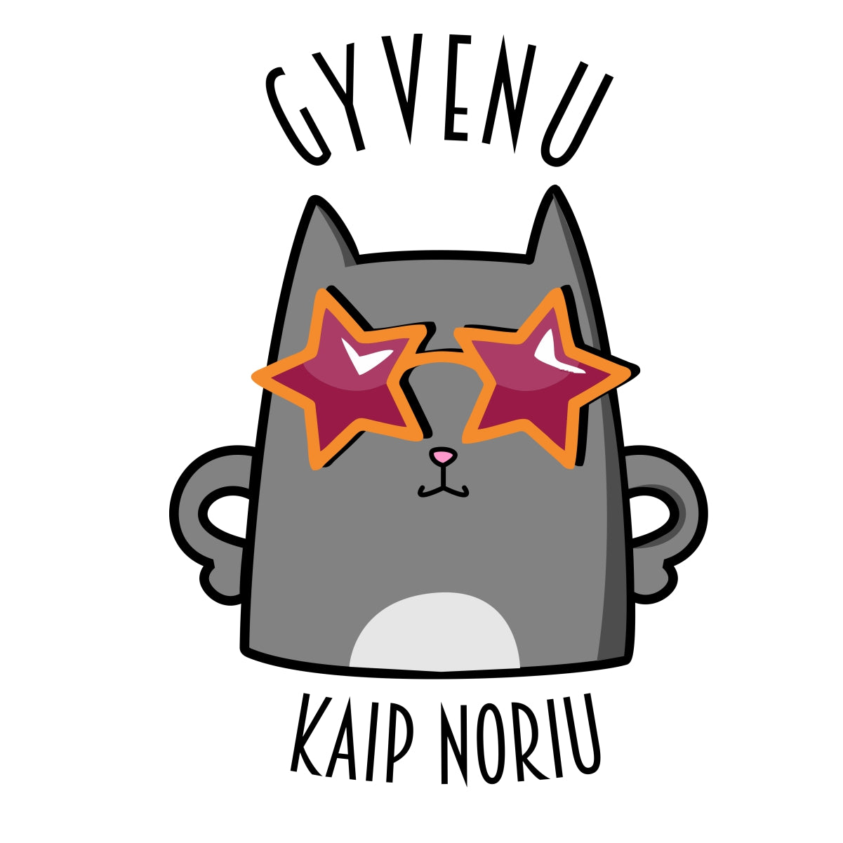 Baltas UNISEX džemperis be gobtuvo "Gyvenu kaip noriu NAUJAS"