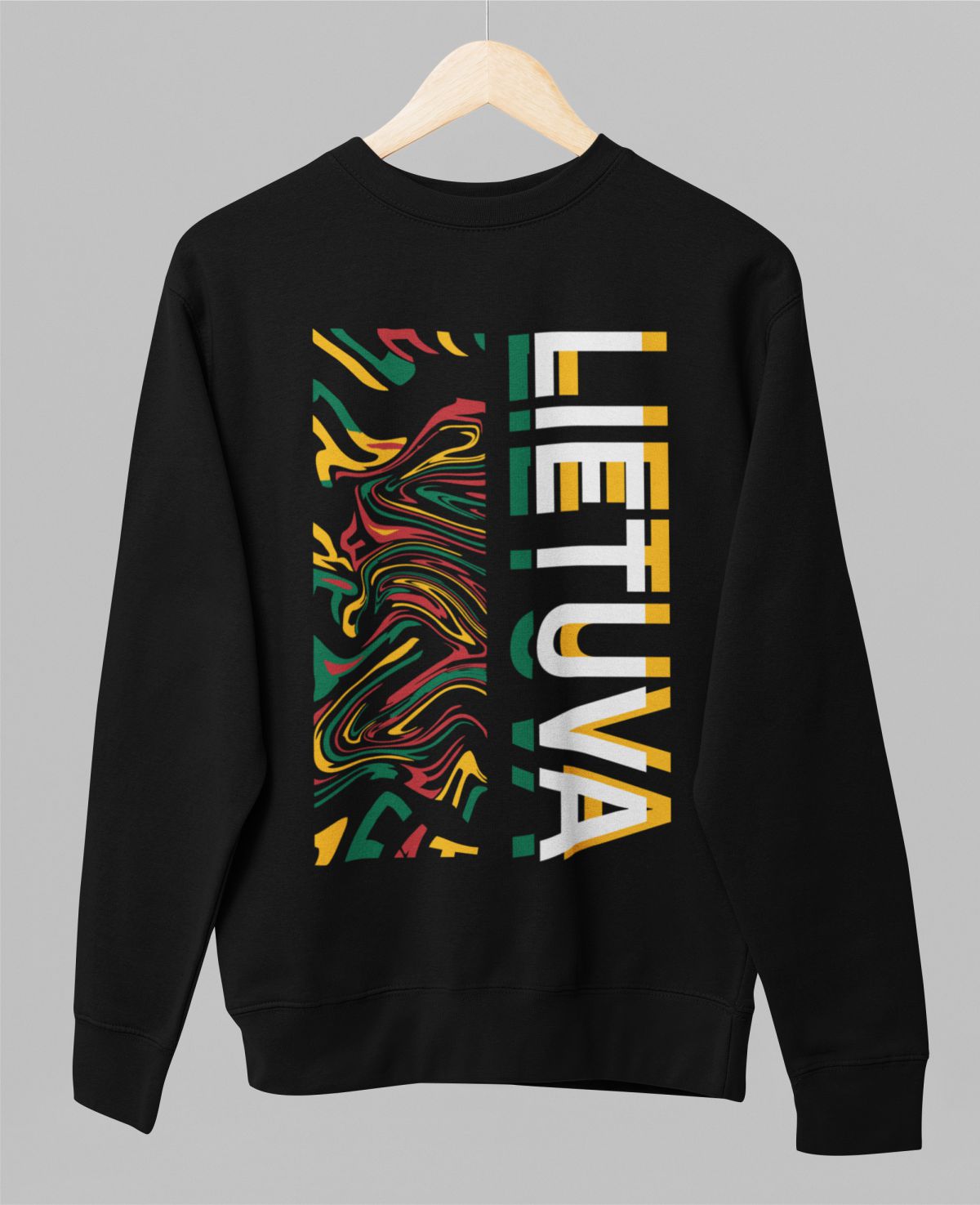 Juodas džemperis be gobtuvo "Mano tauta"