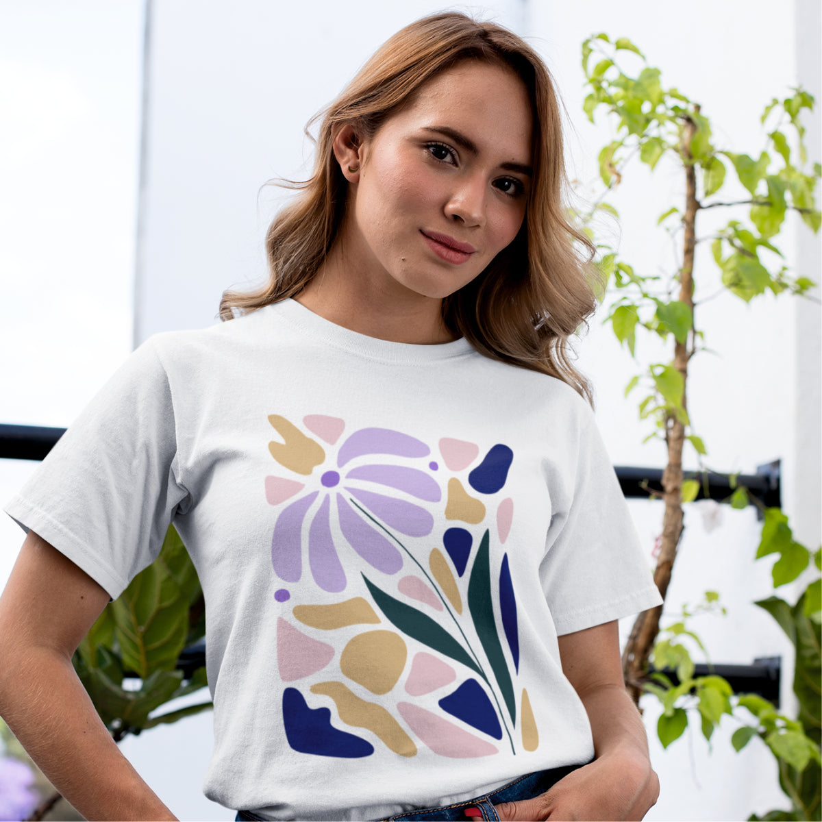 Balti UNISEX marškinėliai "Violetinė"