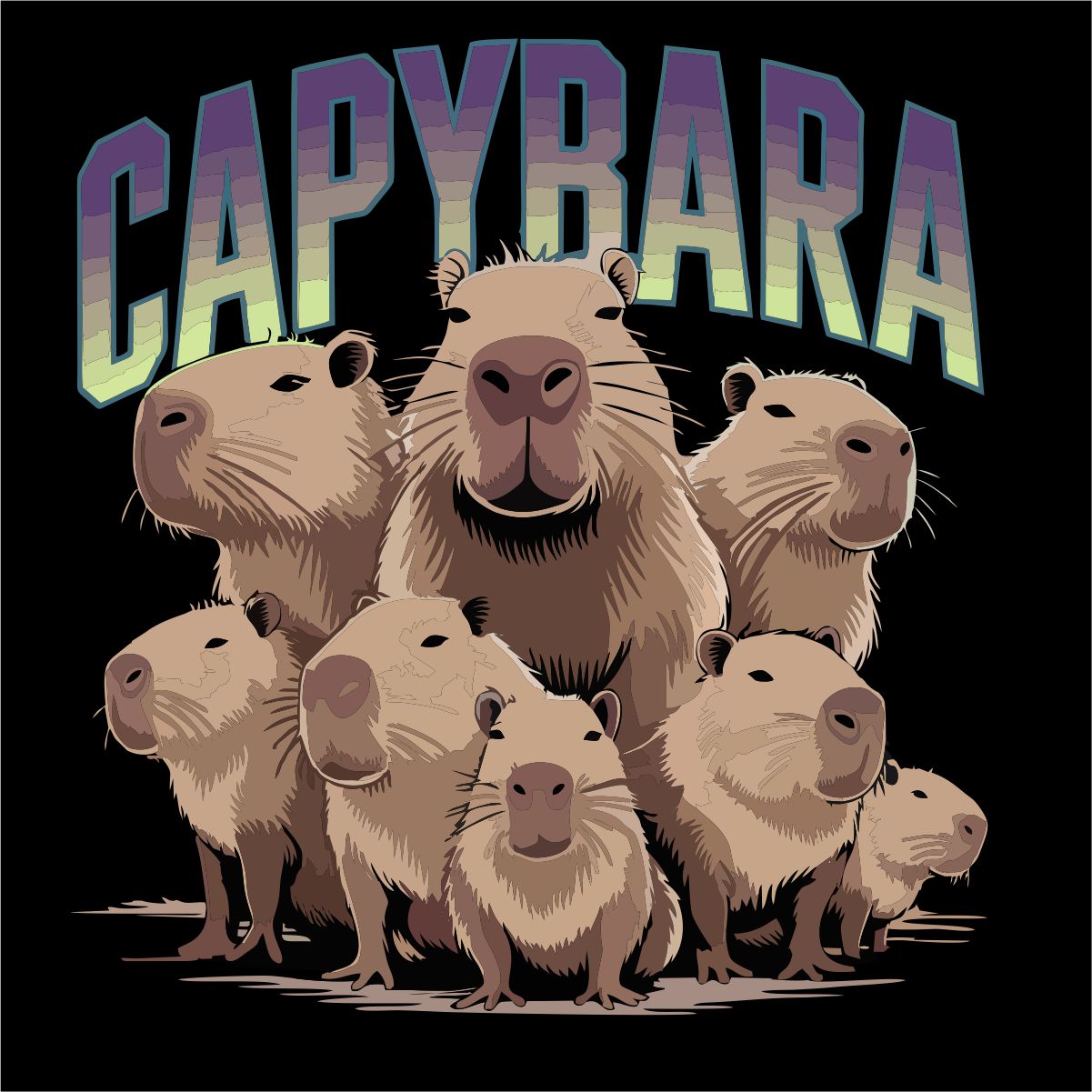 Juodi UNISEX marškinėliai "Cool capybara'"