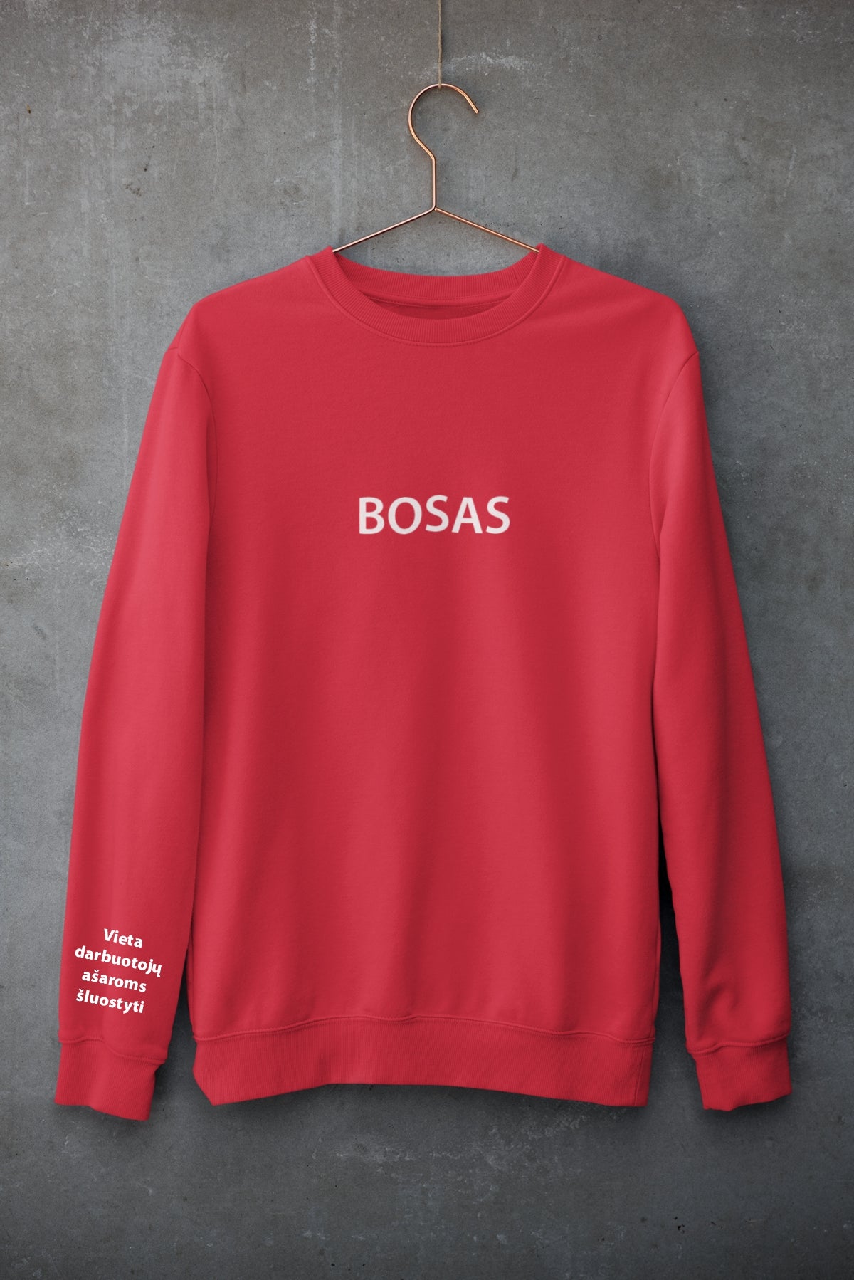 Raudonas džemperis be kapišono "Bosas ir ašaros"