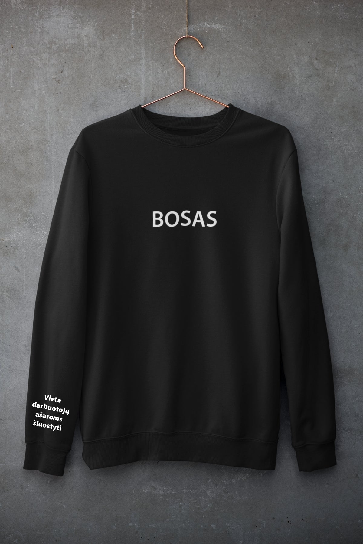 Juodas džemperis be kapišono "Bosas ir ašaros"