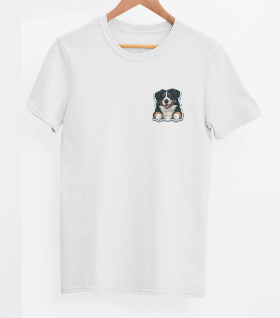 Balti UNISEX marškinėliai "Berno aviganis"