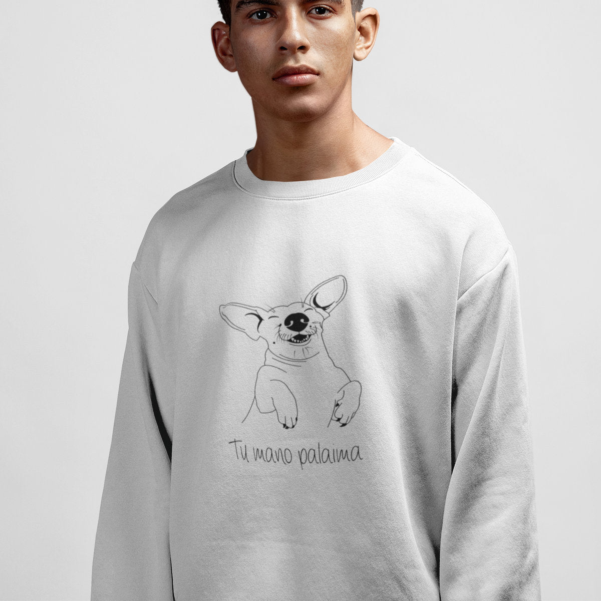 Baltas UNISEX džemperis be gobtuvo "Palaima" (S dydis) JUODOJO PENKTADIENIO Pasiūlymas!