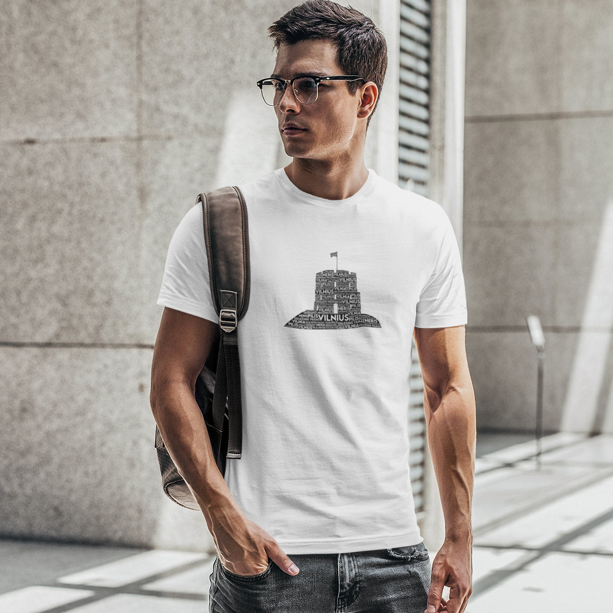 Balti unisex marškinėliai "Vilniaus frazės"