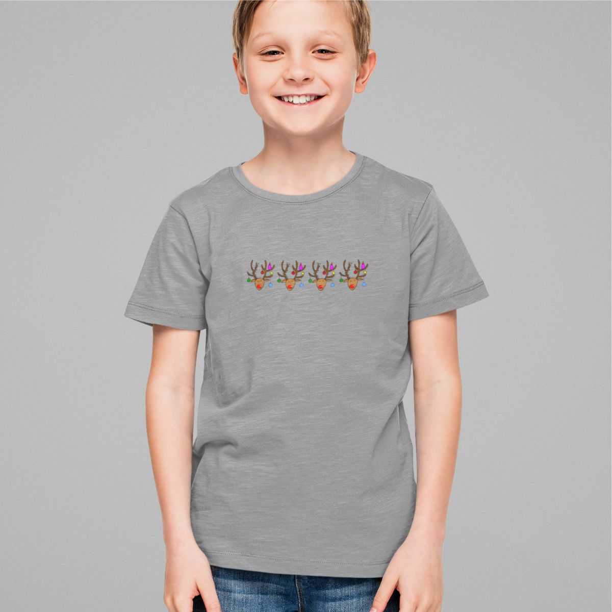 Pilki vaikiški marškinėliai "Keturi briedžiukai" (8m.) ŠIURPNAKČIO PASIŪLYMAS